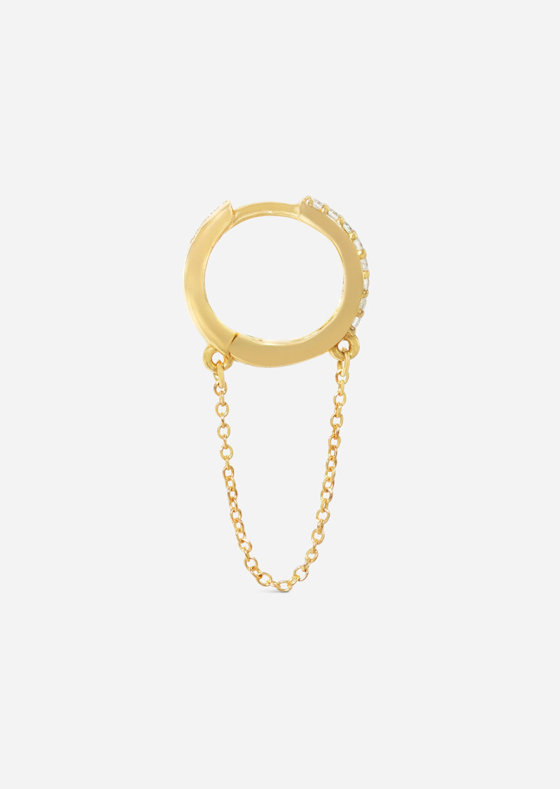 Diamond Chain Huggie Hoop | Single