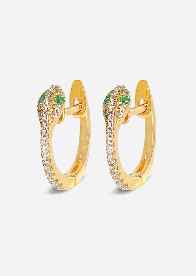 Diamond Snake Hoop - Emerald Eyes | Single