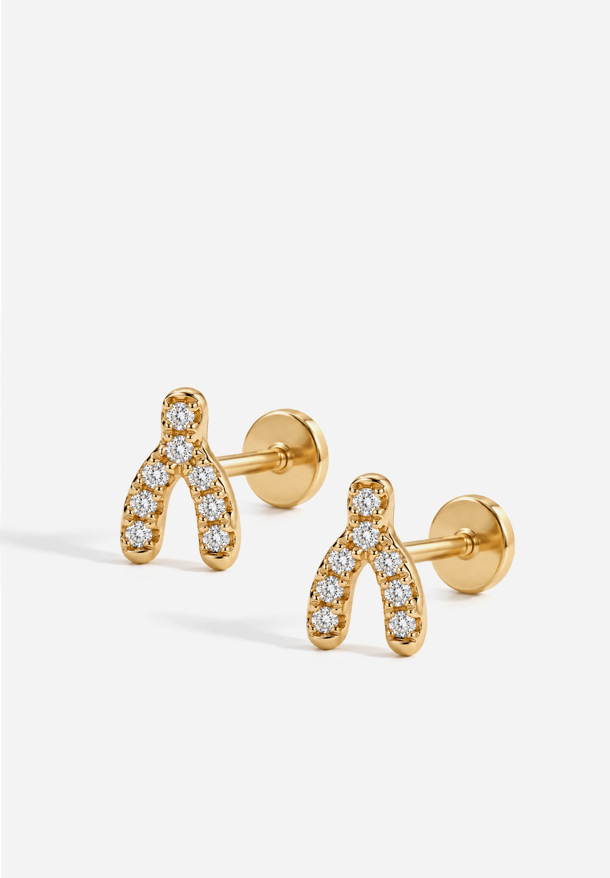Wishbone Threaded Flat Back Earring
