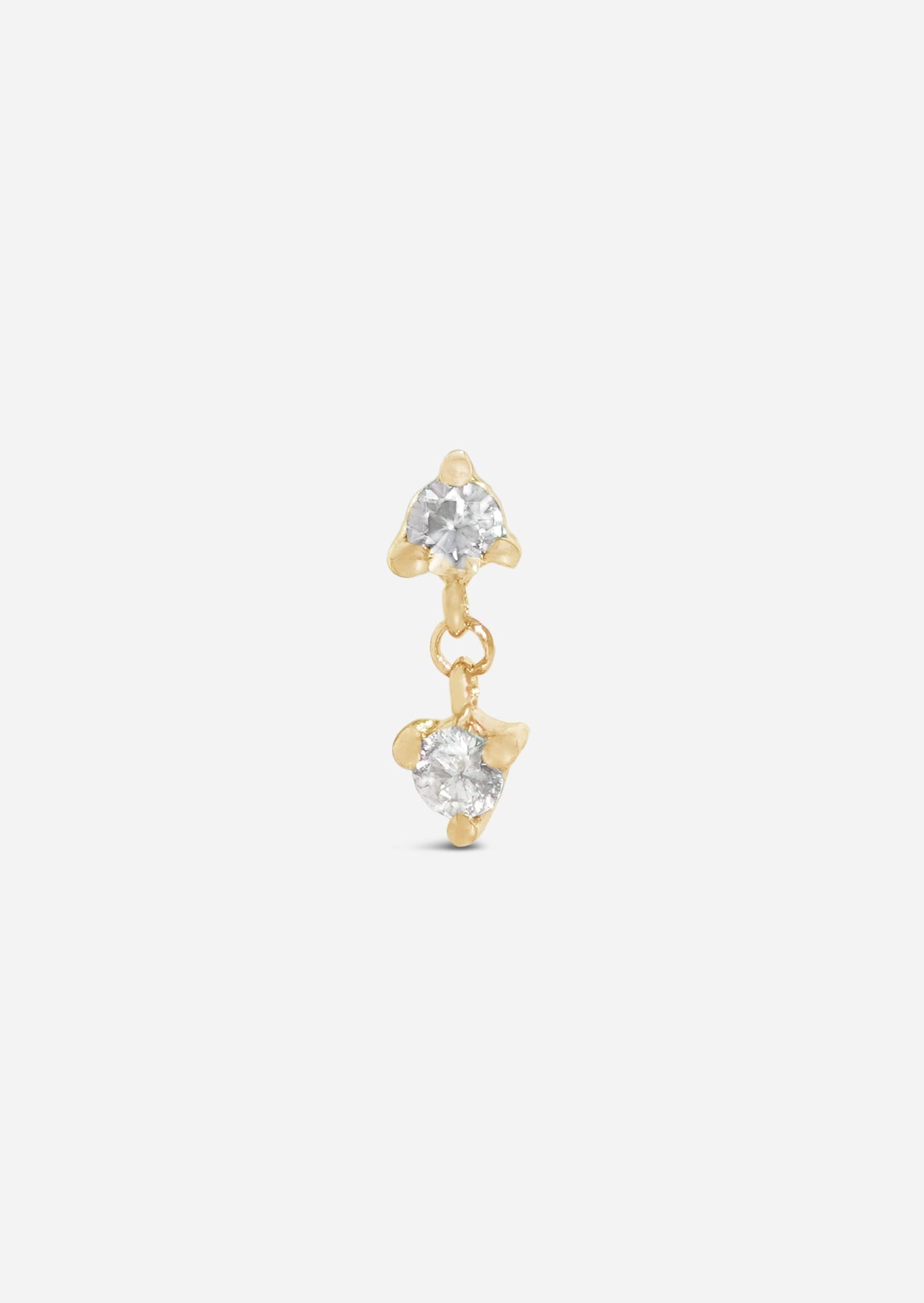 Double Diamond Drop Threaded Flat Back Earring | Single