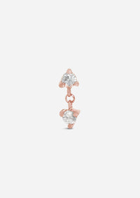 Double Diamond Drop Threaded Flat Back Earring | Single