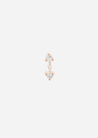 Double Diamond Drop Threaded Flat Back Earring | Single