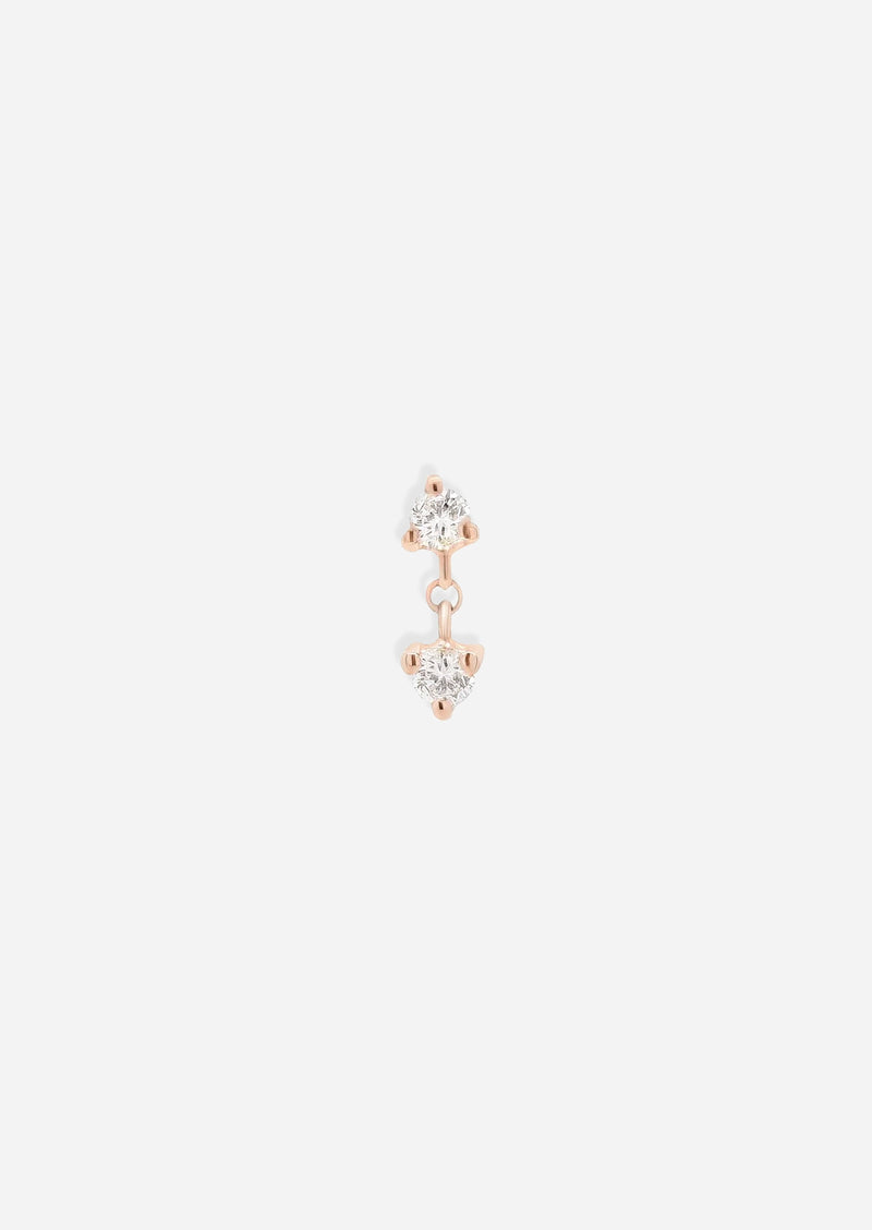 Double Diamond Drop Threaded Flat Back Earring | Single