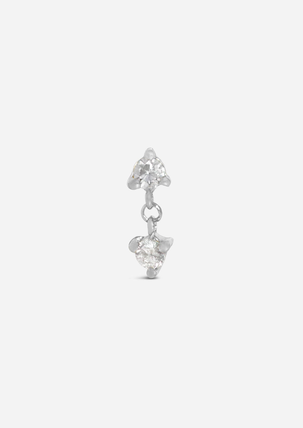 Double Diamond Drop Threaded Flat Back Earring | Single