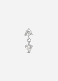 Double Diamond Drop Threaded Flat Back Earring | Single