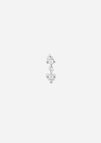 Double Diamond Drop Threaded Flat Back Earring | Single