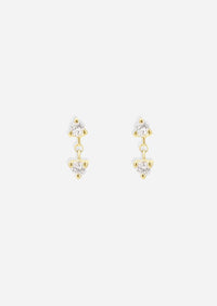 Double Diamond Drop Threaded Flat Back Earring | Single