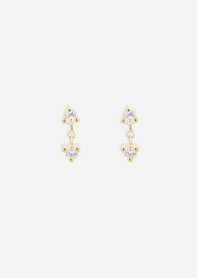 Double Diamond Drop Threaded Flat Back Earring | Single
