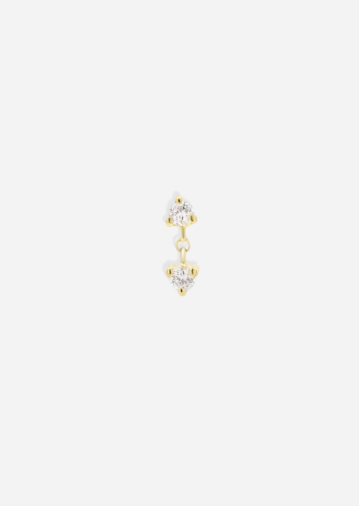 Double Diamond Drop Threaded Flat Back Earring | Single