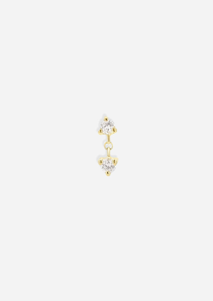 Double Diamond Drop Threaded Flat Back Earring | Single