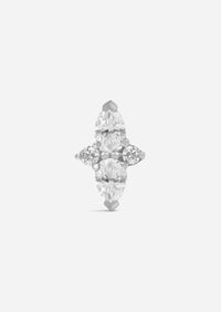 Double Diamond Pear Threaded Flat Back Earring | Single