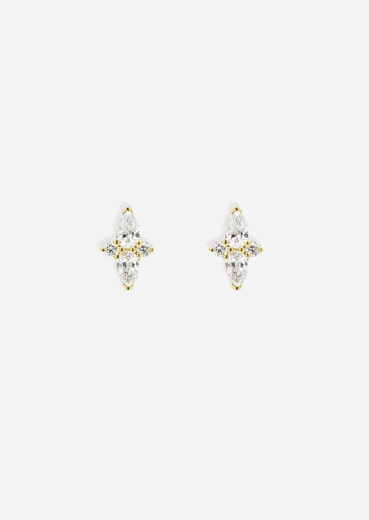 Double Diamond Pear Threaded Flat Back Earring | Single