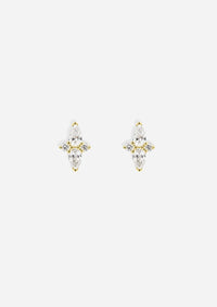 Double Diamond Pear Threaded Flat Back Earring | Single