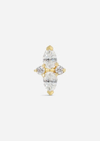 Double Diamond Pear Threaded Flat Back Earring | Single
