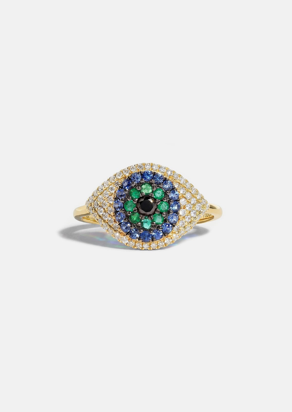 Evil Eye Protector Ring - Sapphire + Emerald