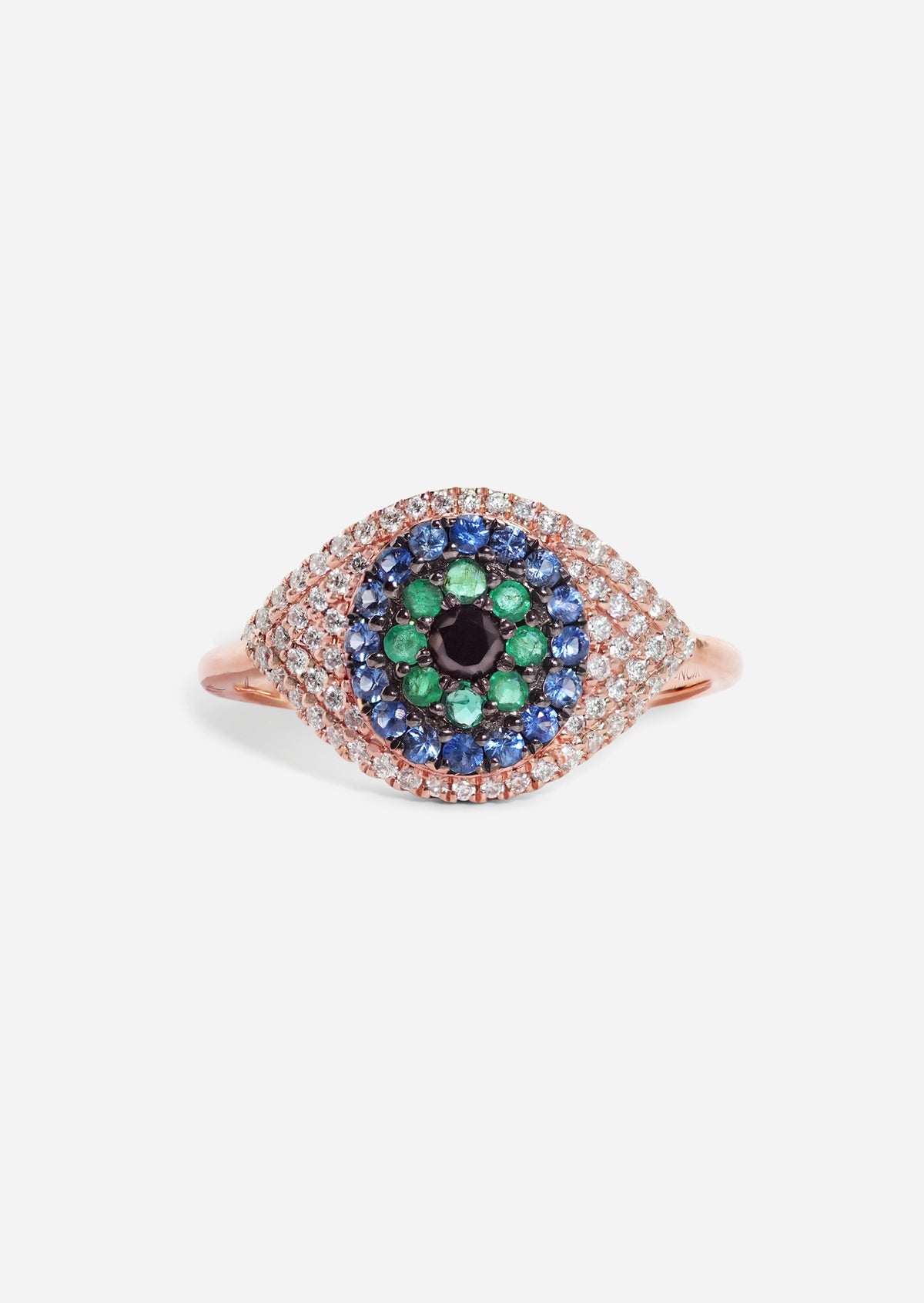 Evil Eye Protector Ring - Sapphire + Emerald