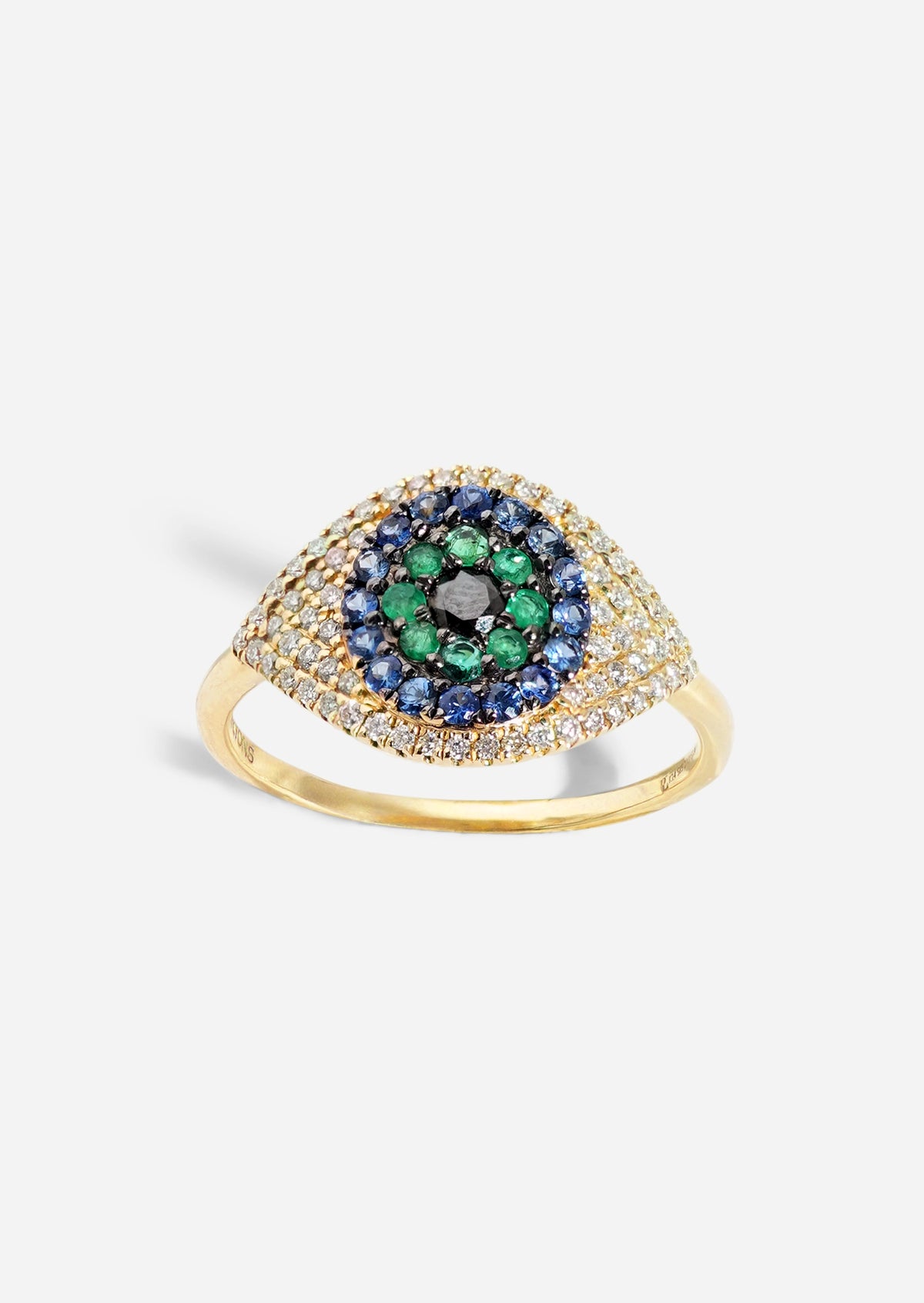 Evil Eye Protector Ring - Sapphire + Emerald