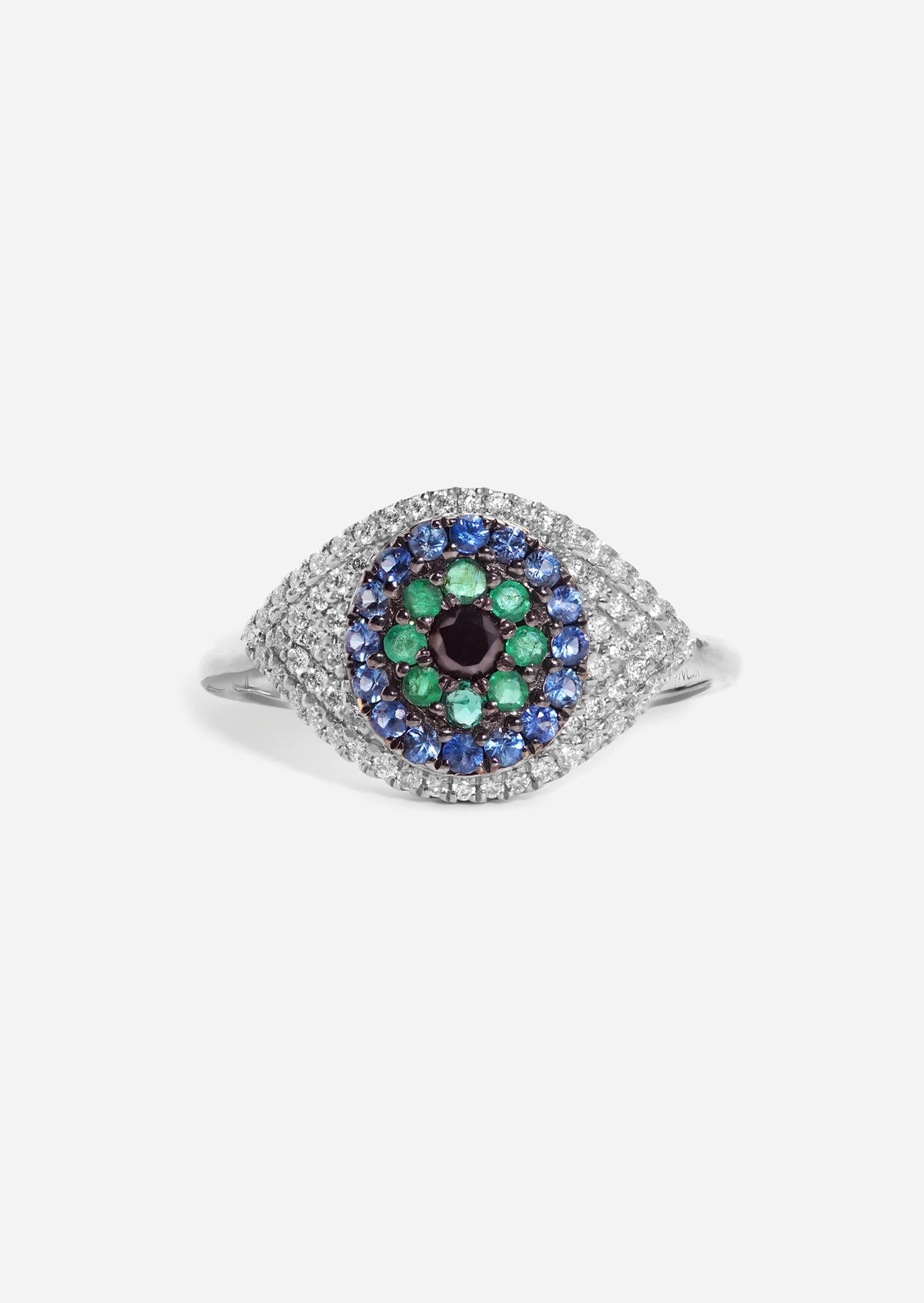 Evil Eye Protector Ring - Sapphire + Emerald