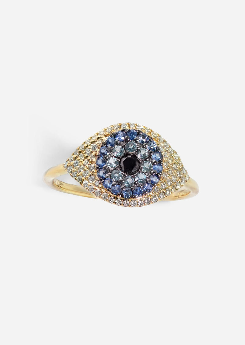 Evil Eye Protector Ring - Sapphire + Topaz