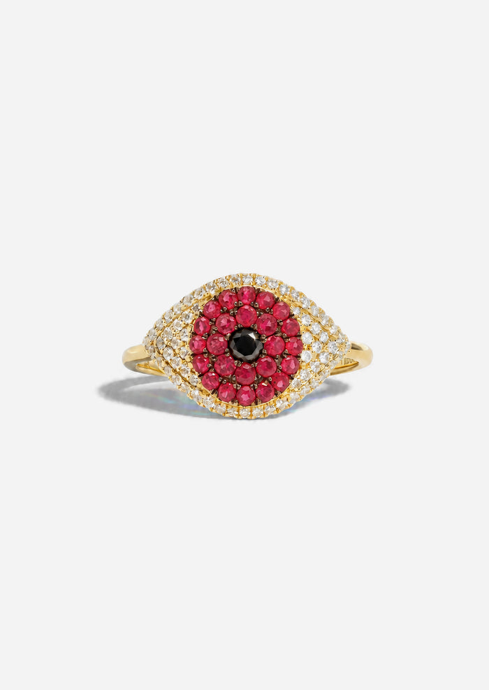 Evil Eye Protector Ring - Ruby