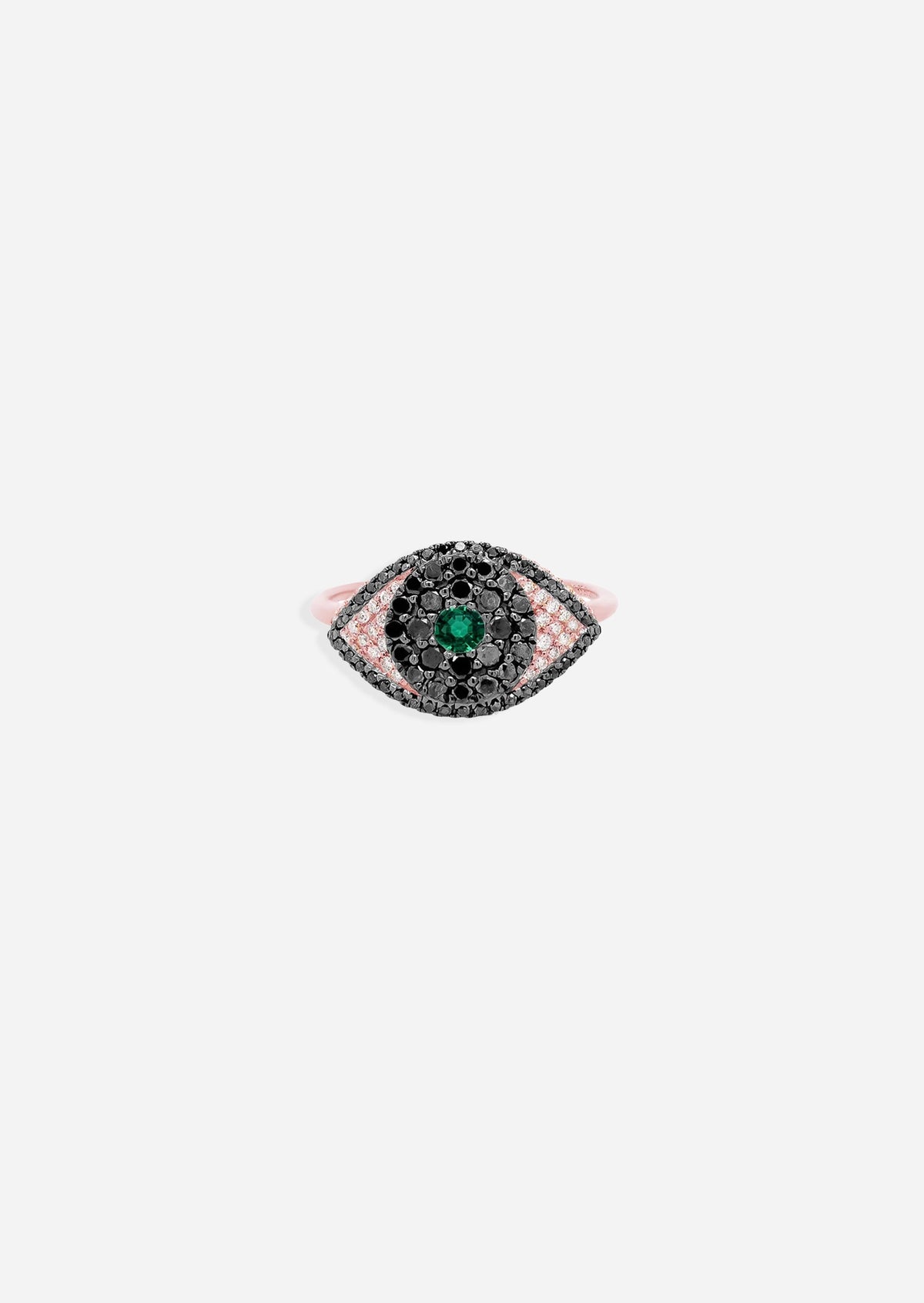 Evil Eye Protector Ring - Black Diamond + Emerald