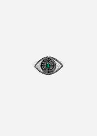 Evil Eye Protector Ring - Black Diamond + Emerald