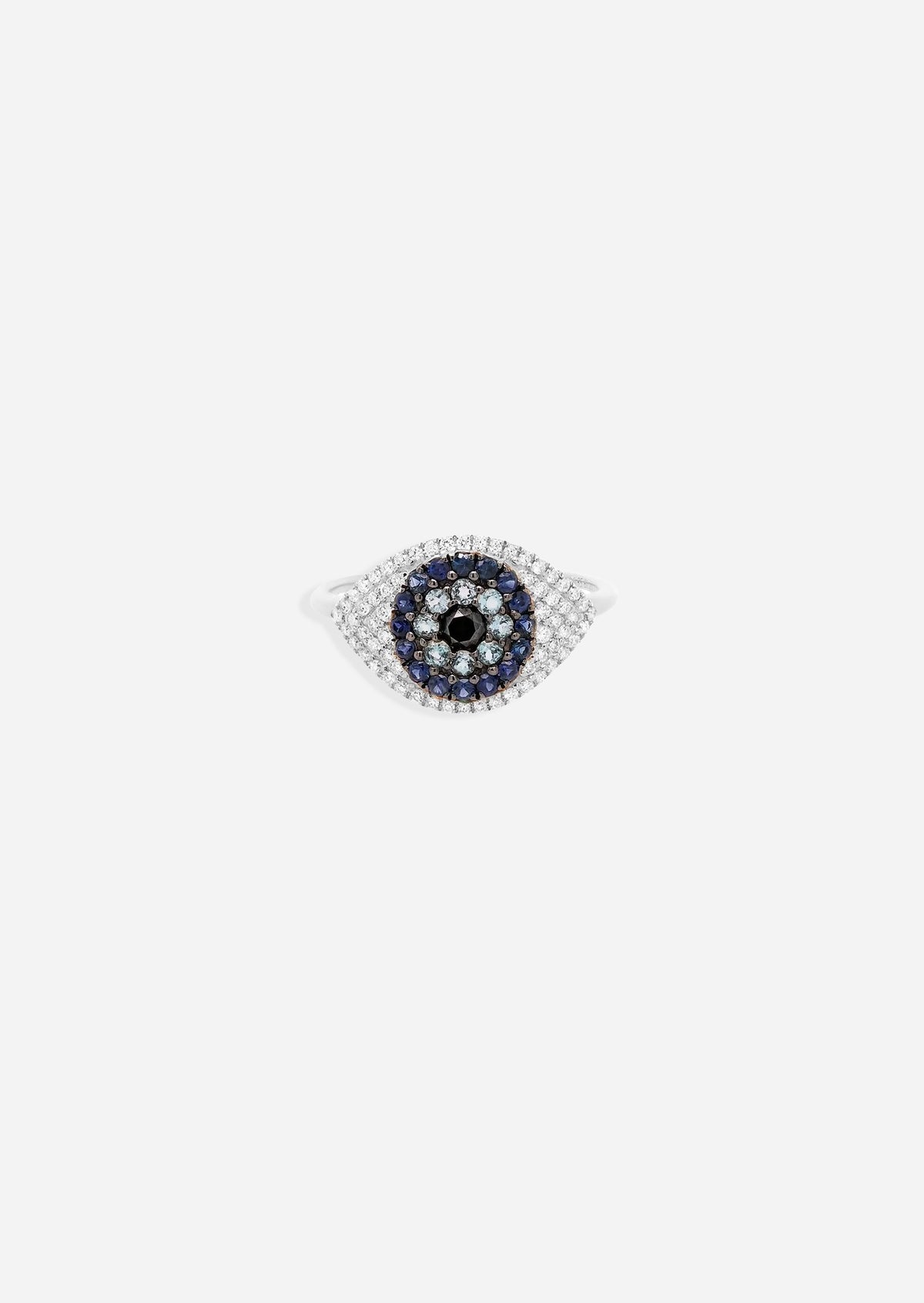 Evil Eye Protector Ring - Sapphire + Topaz