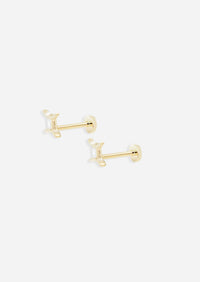 Gemini Threaded Flat Back Earring