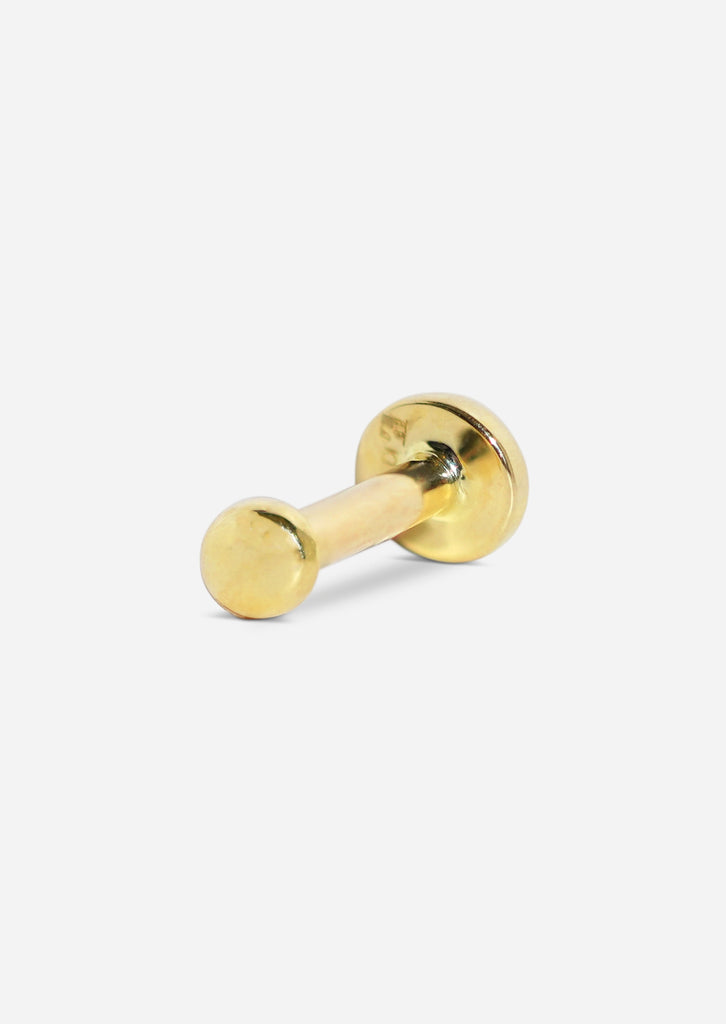 Gold Dome Threaded Flat Back Earring | Single