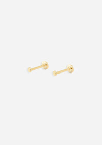 Gold Dome Threaded Flat Back Earring | Single