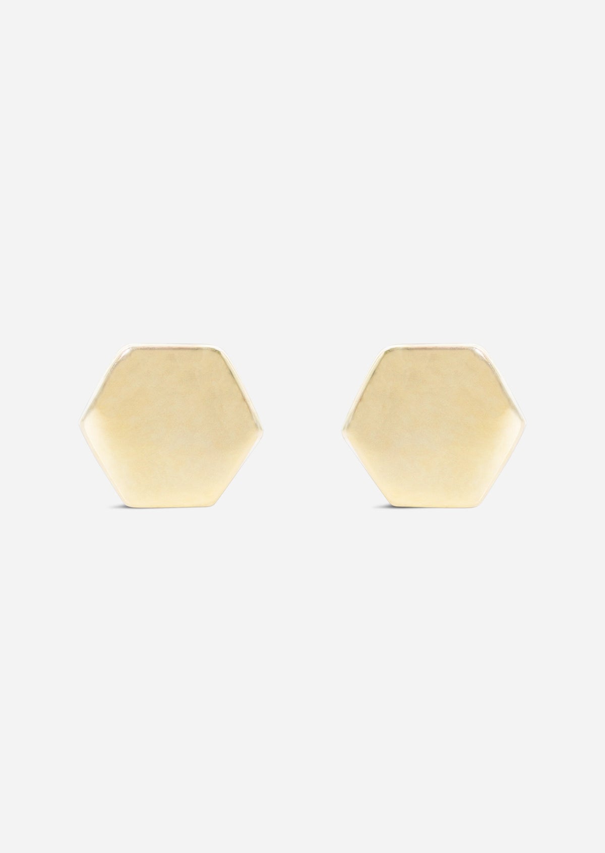 Gold Hexagon Threaded Flat Back Earring | Single