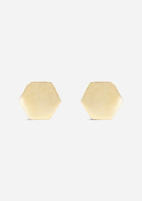 Gold Hexagon Threaded Flat Back Earring | Single