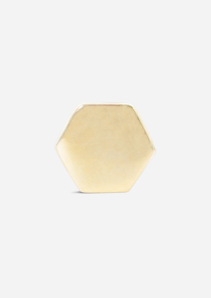 Gold Hexagon Threaded Flat Back Earring | Single