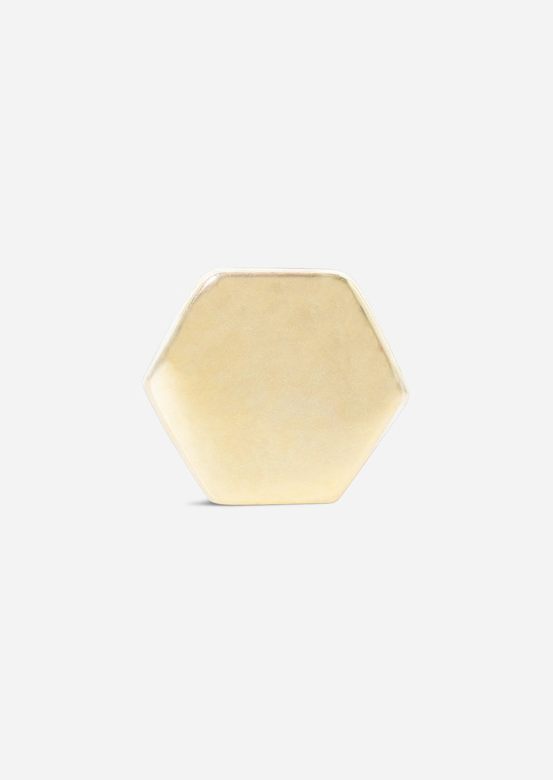 Gold Hexagon Threaded Flat Back Earring | Single