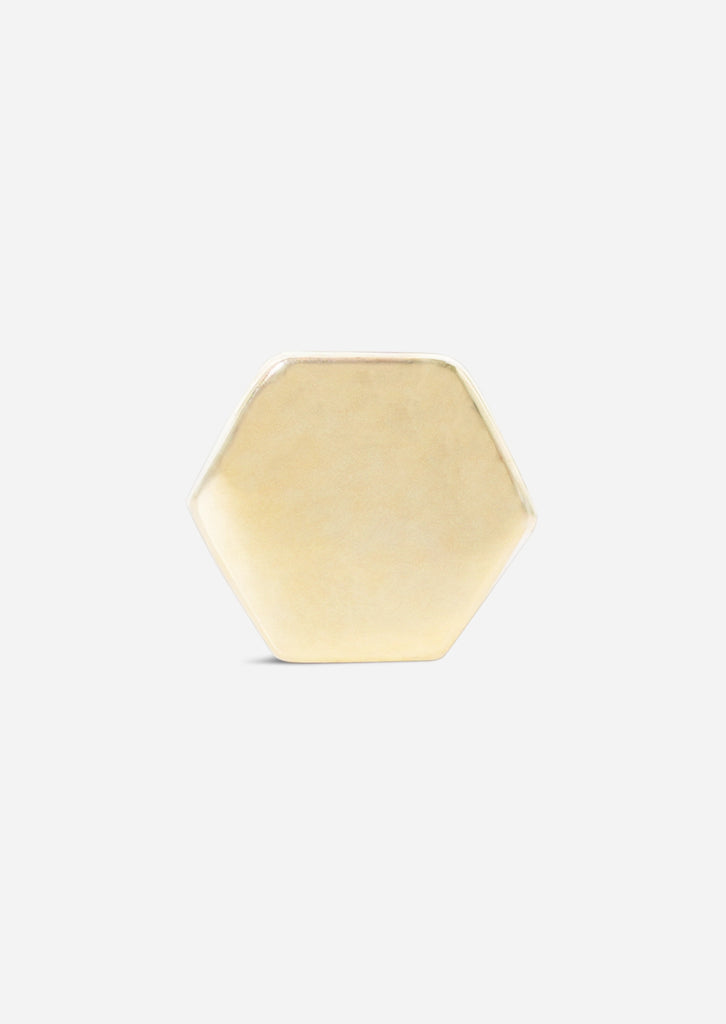 Gold Hexagon Threaded Flat Back Earring | Single