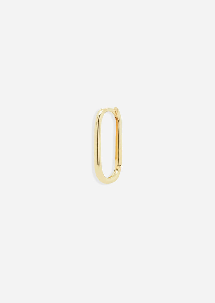 Gold Oval Lock Hoop | Single