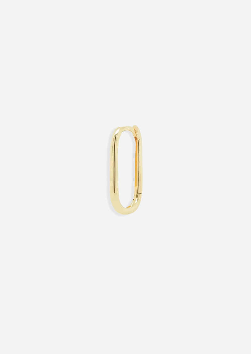 Gold Oval Lock Hoop | Single