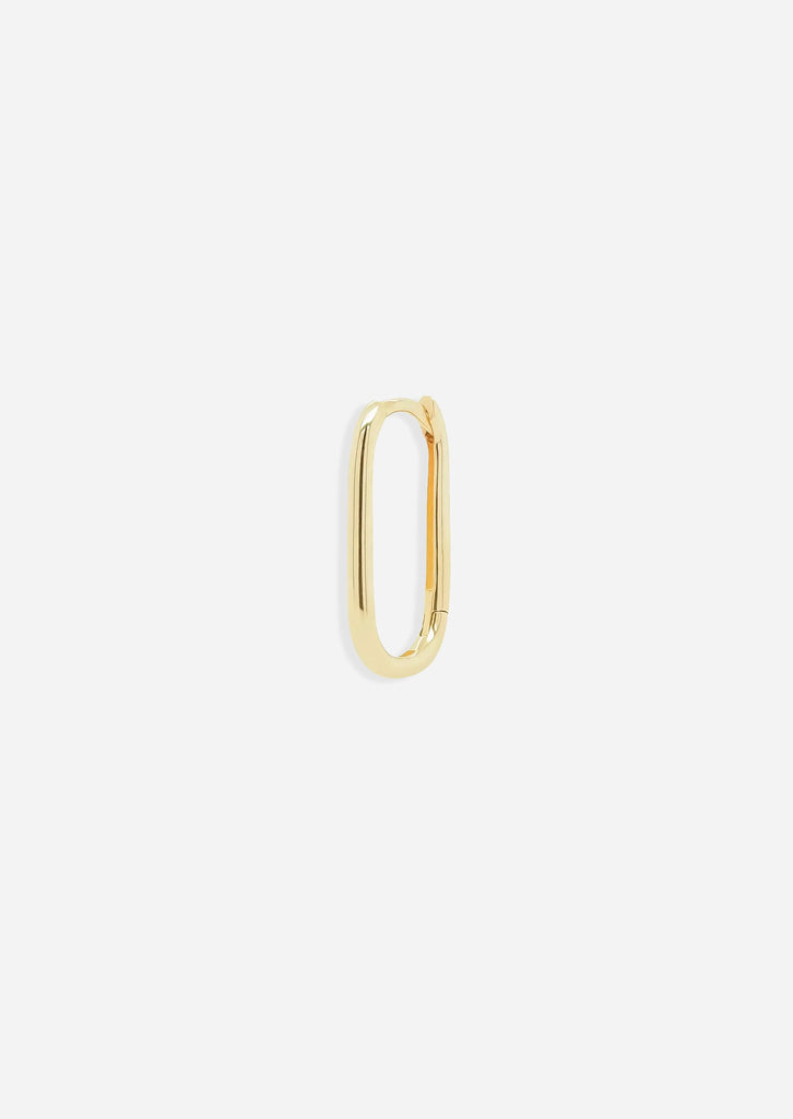 Gold Oval Lock Hoop | Single
