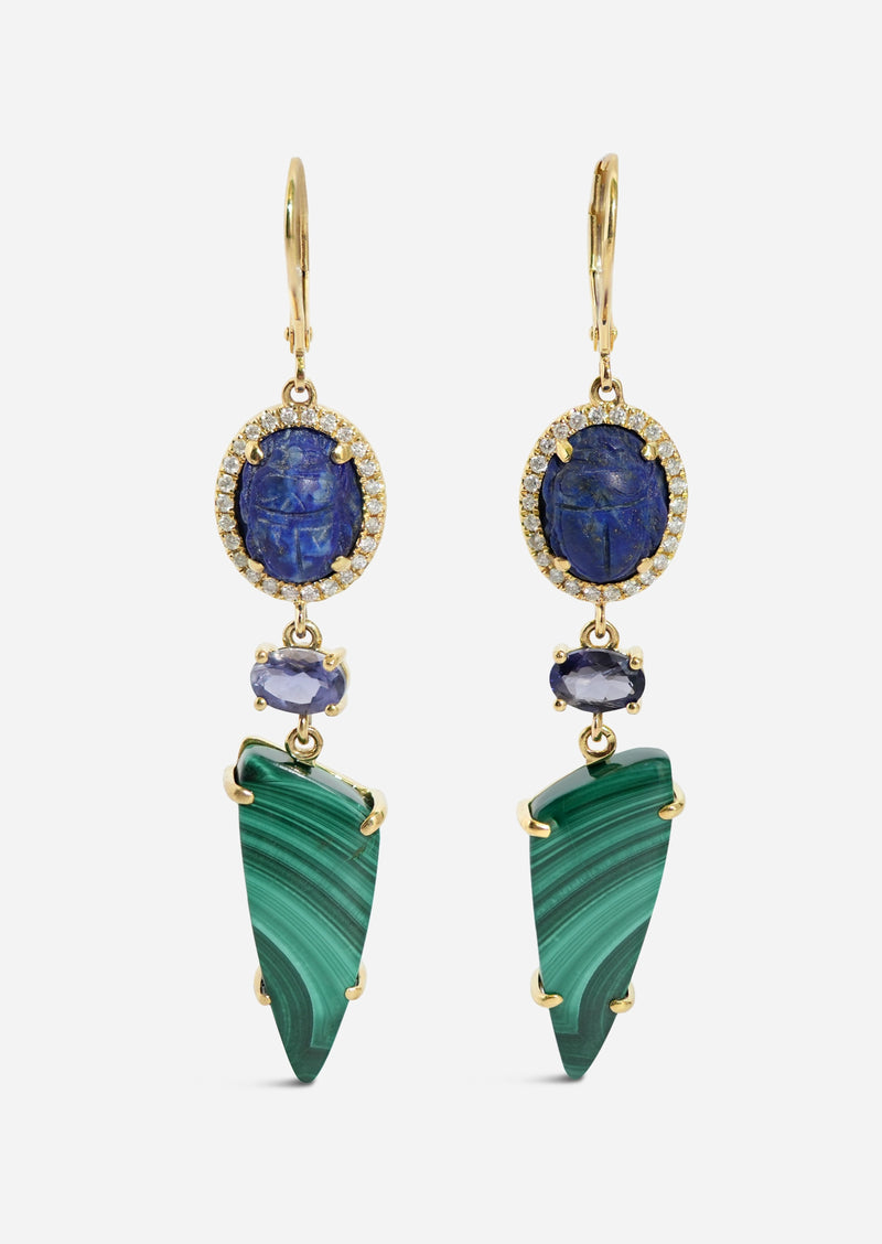 Lapis Scarab Earrings