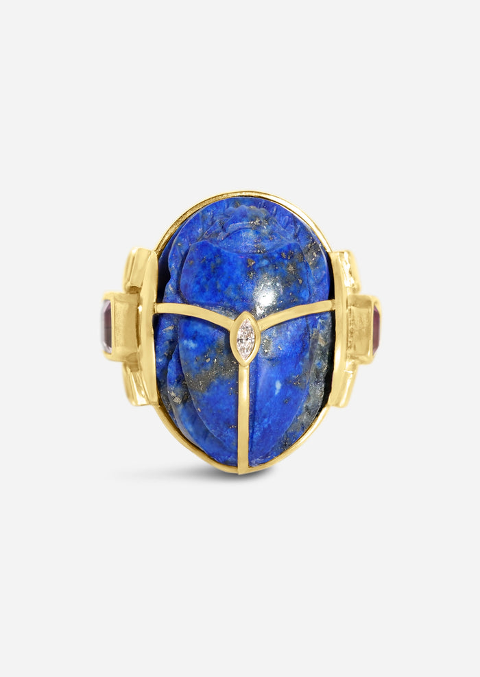 Lapis Carved Scarab Ring