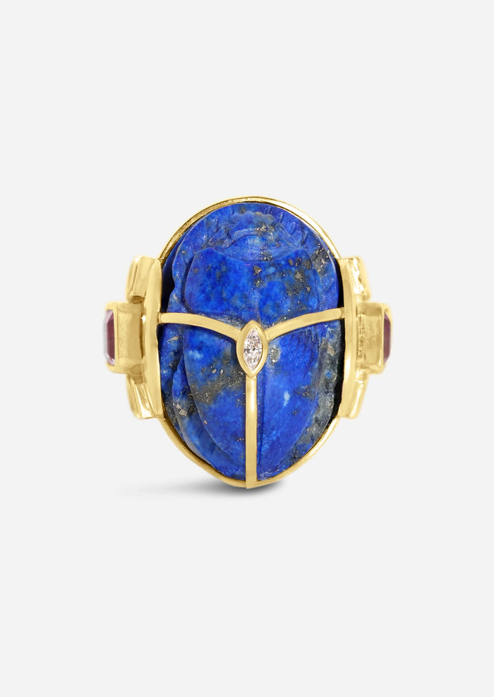Lapis Carved Scarab Ring