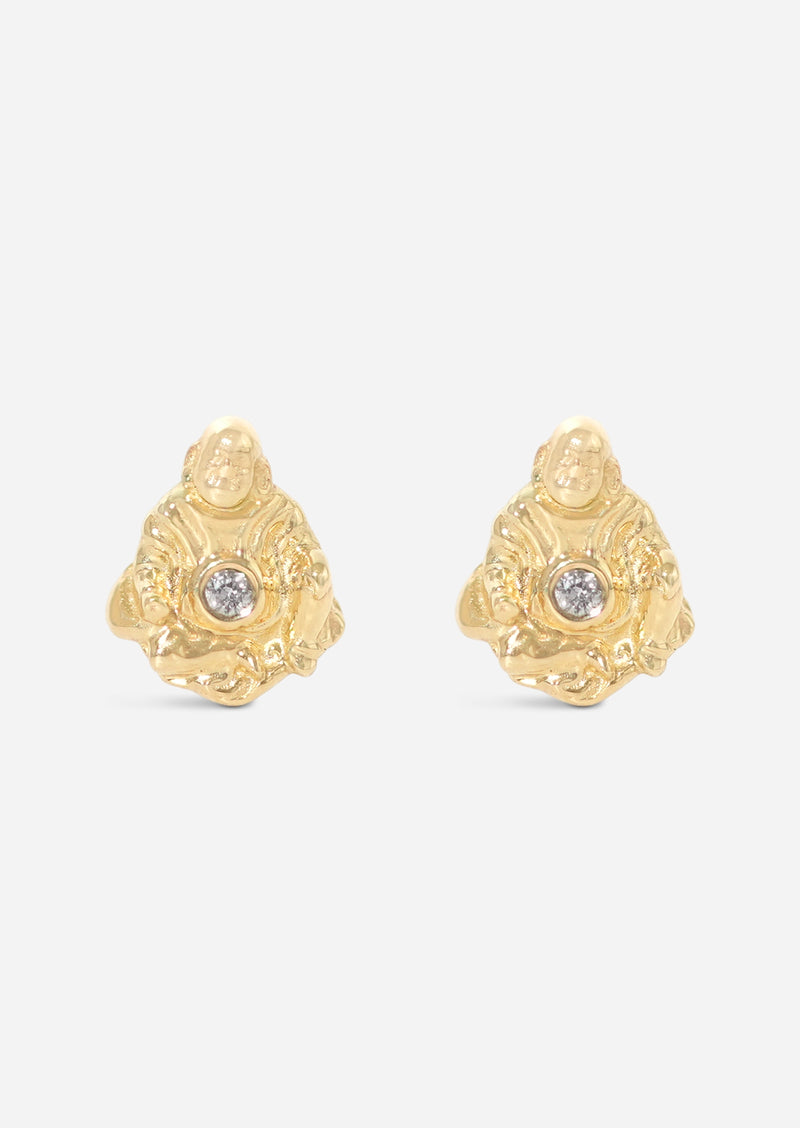 Laughing Buddha Threaded Flat Back Earring | Single