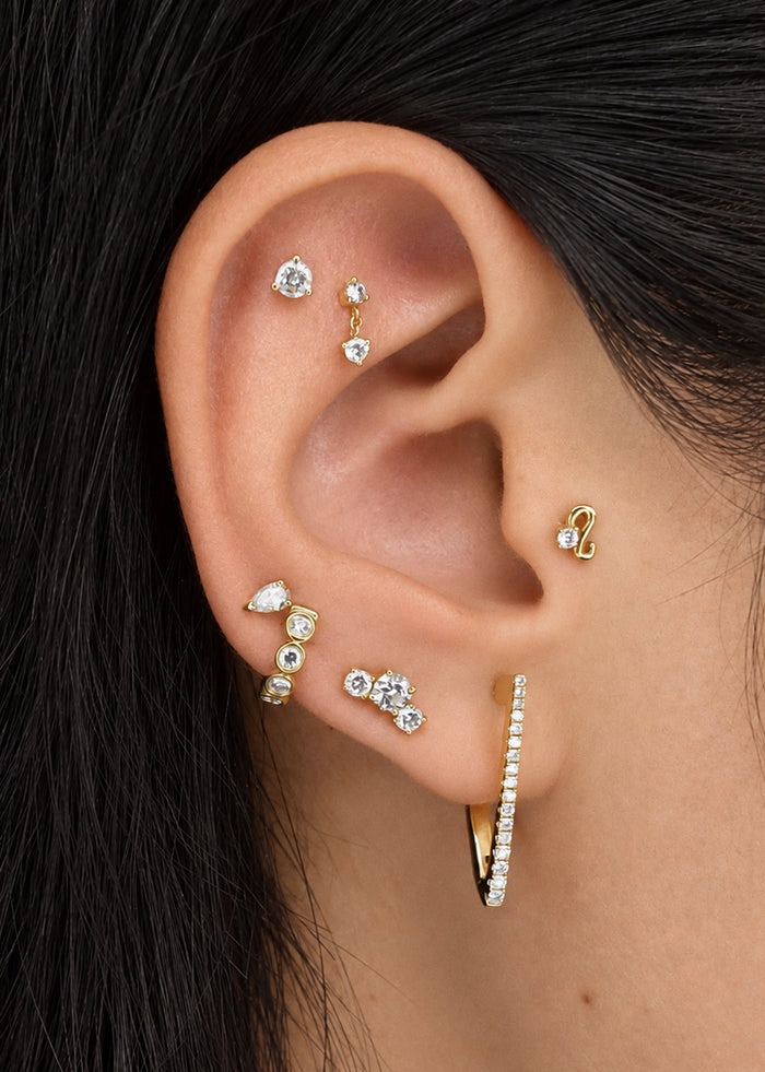 Leo Threaded Flat Back Earring