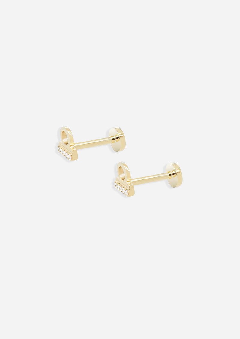 Libra Threaded Flat Back Earring