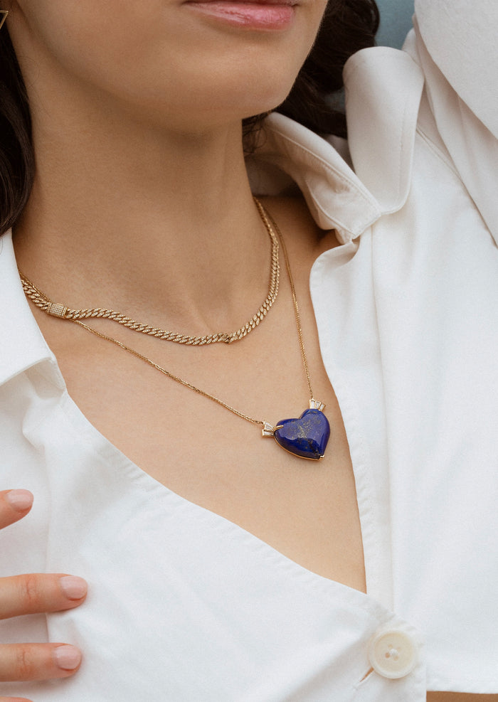 Winged Heart Necklace - Lapis