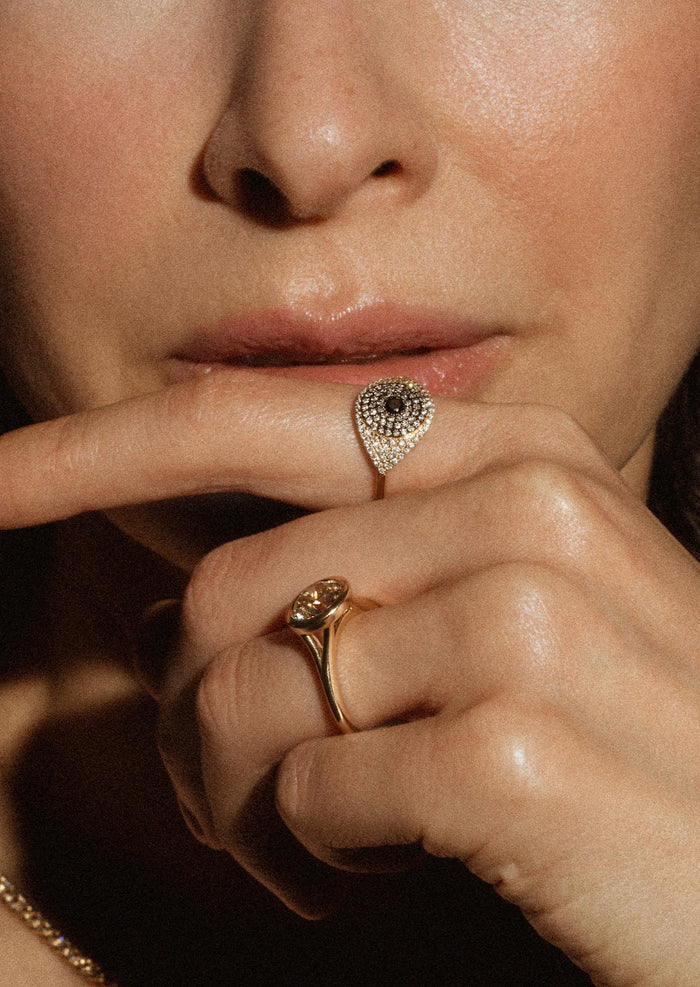 Evil Eye Protector Ring - Brown