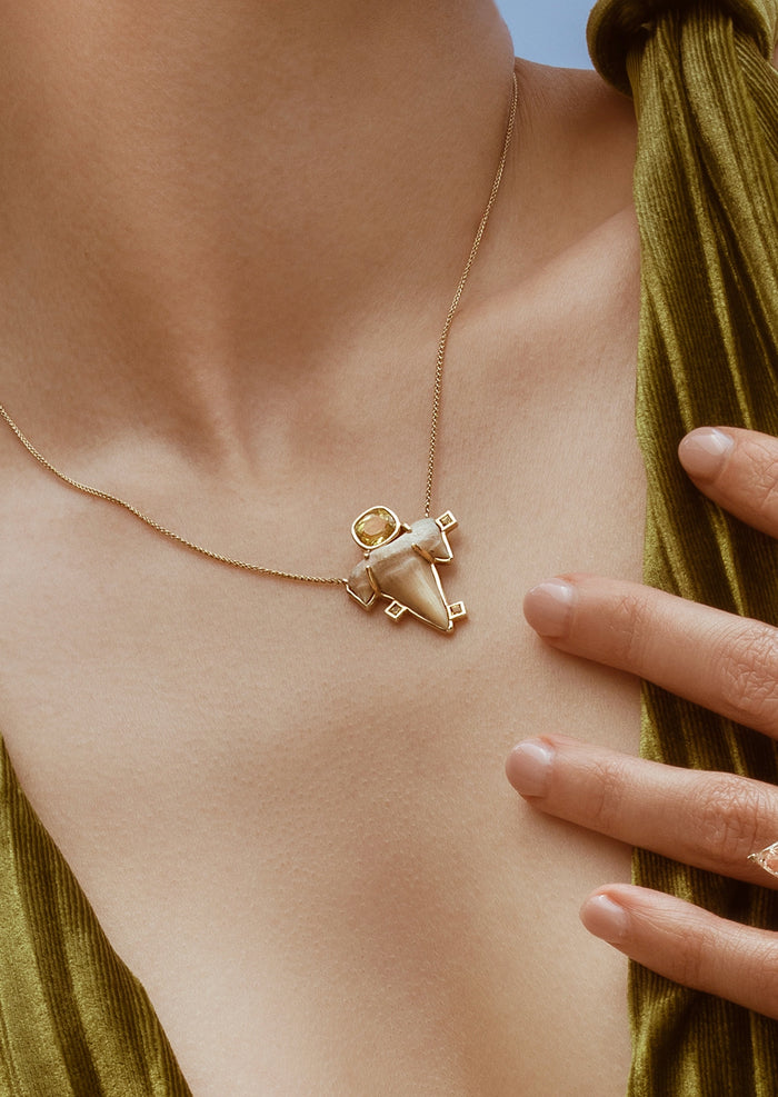 Shark Bite Necklace - Yellow Sapphire