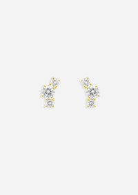 Luxe Open Curve 3 Diamond Threaded Flat Back Earring | Single