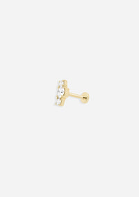 Luxe Open Curve 3 Diamond Threaded Flat Back Earring | Single