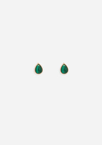 Ankh Inlay Threaded Flat Back Earring - Malachite | Single